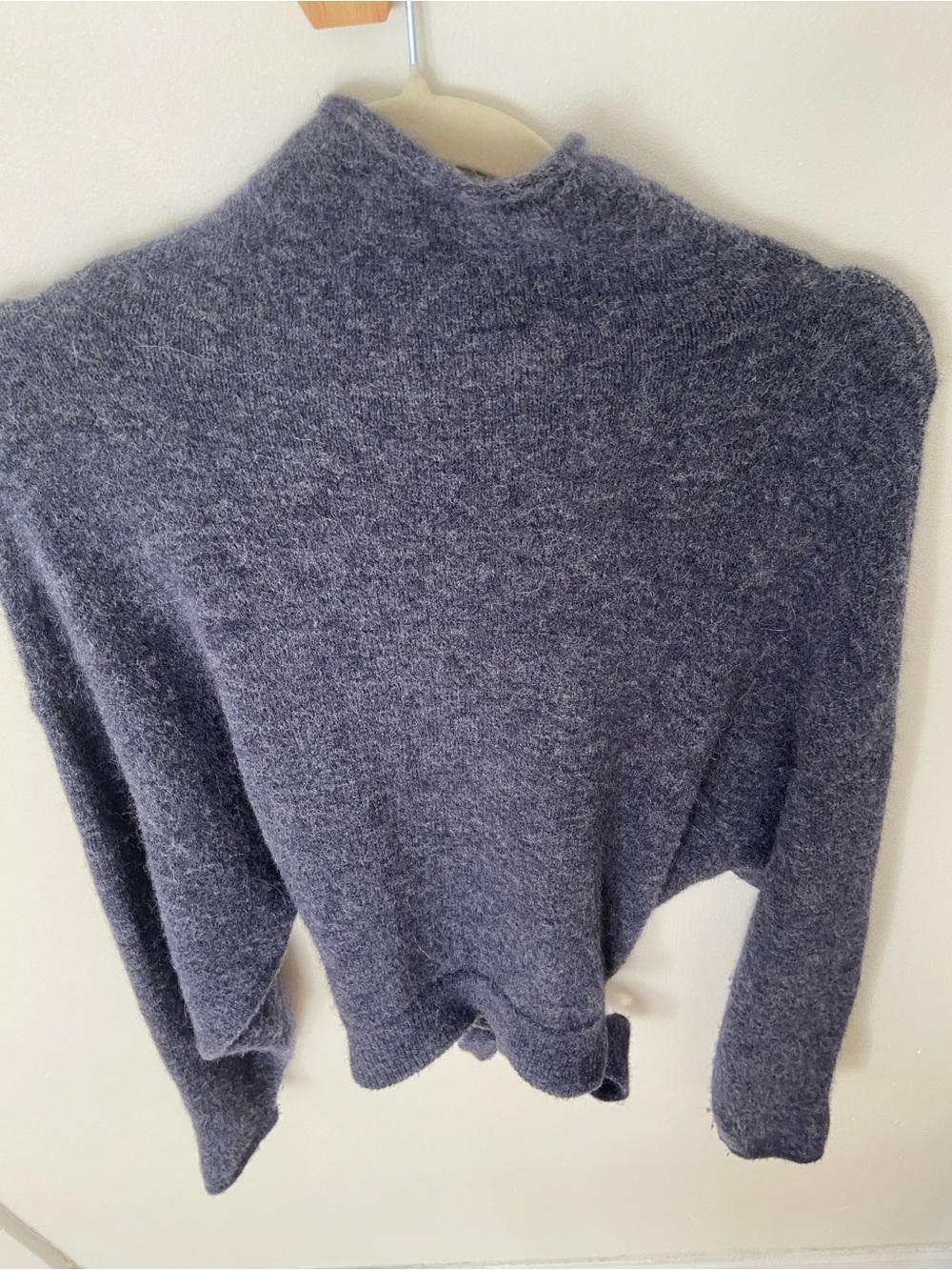 Wilfred Aritzia Lorin Sweater Knit Turtleneck Tie Back Sweater Marl Blue Medium - Picture 8 of 11